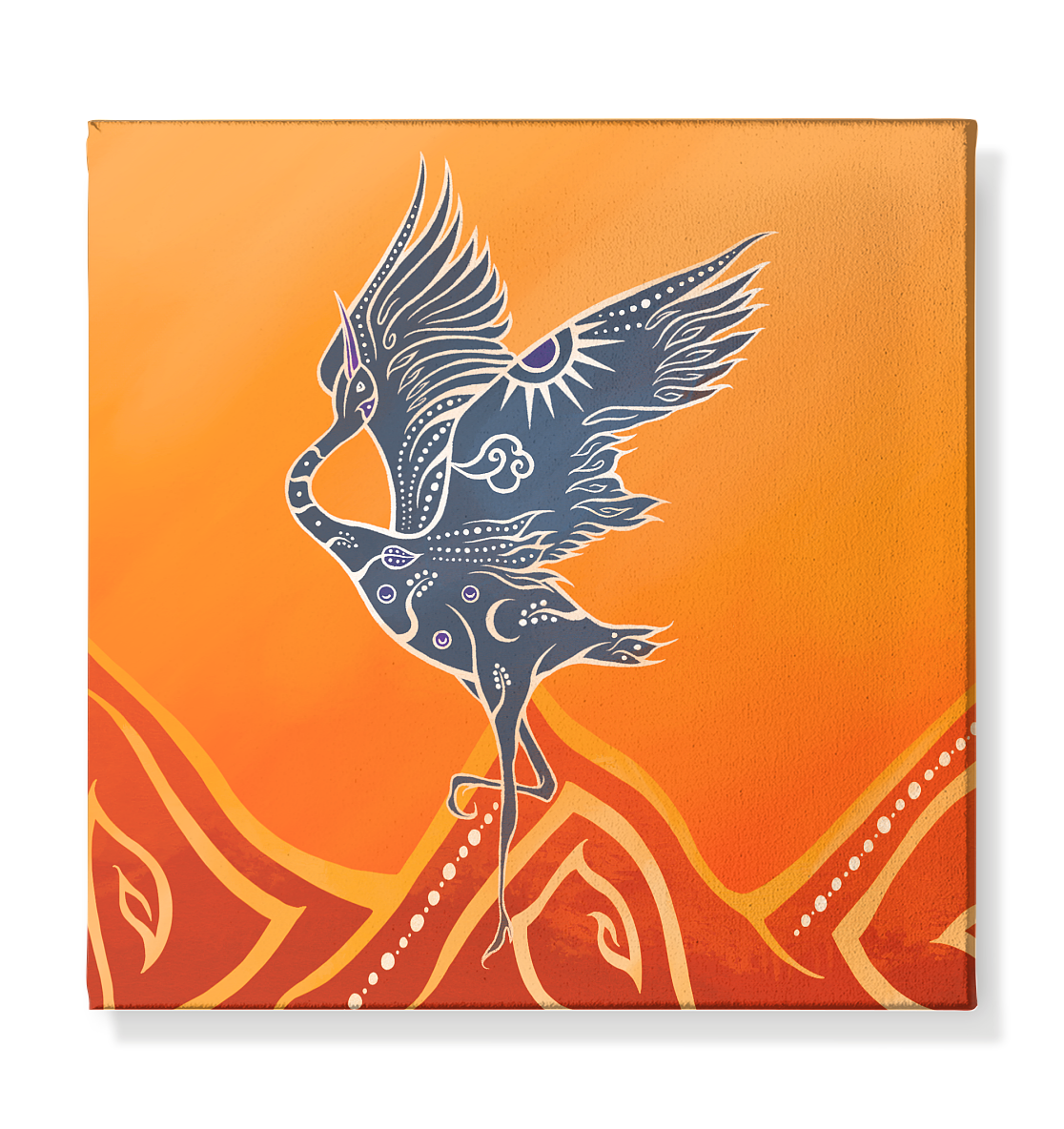 Kranich im Flug Kunst – Leinwandbild