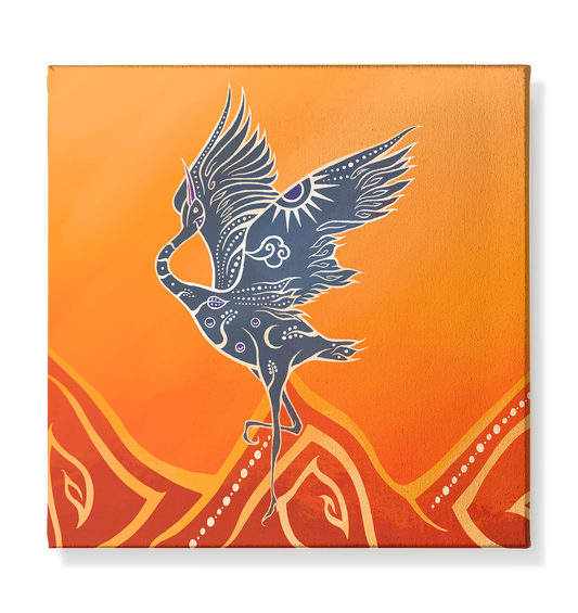 Kranich im Flug Kunst – Leinwandbild