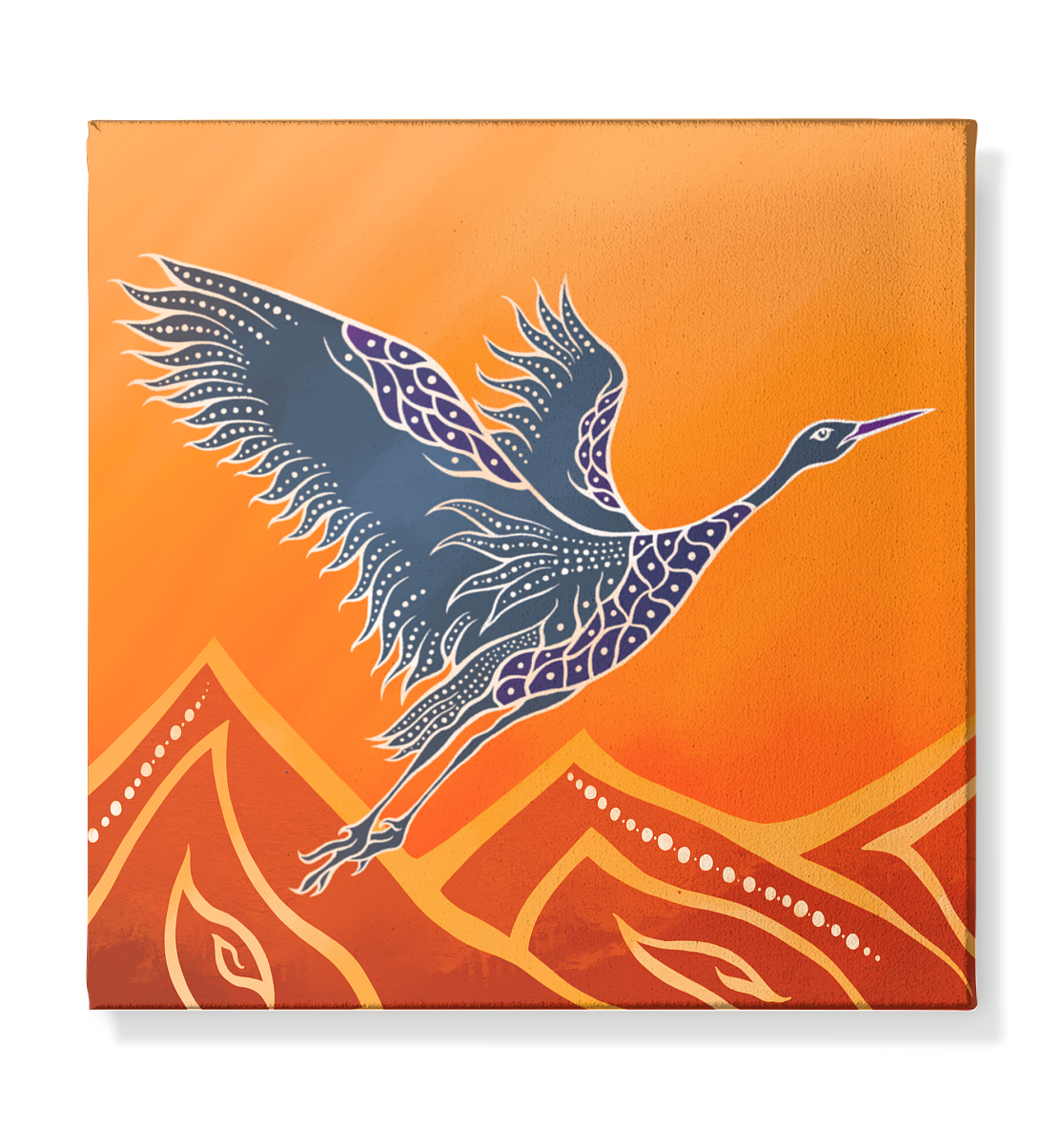 Kranich Aufbruch Kunst – Leinwandbild