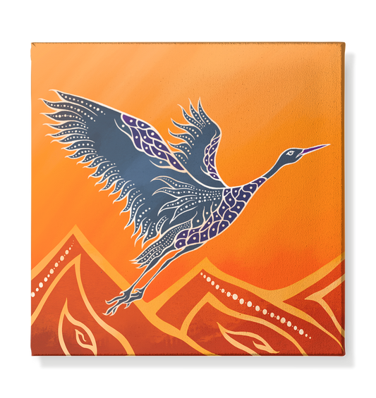 Kranich Aufbruch Kunst – Leinwandbild