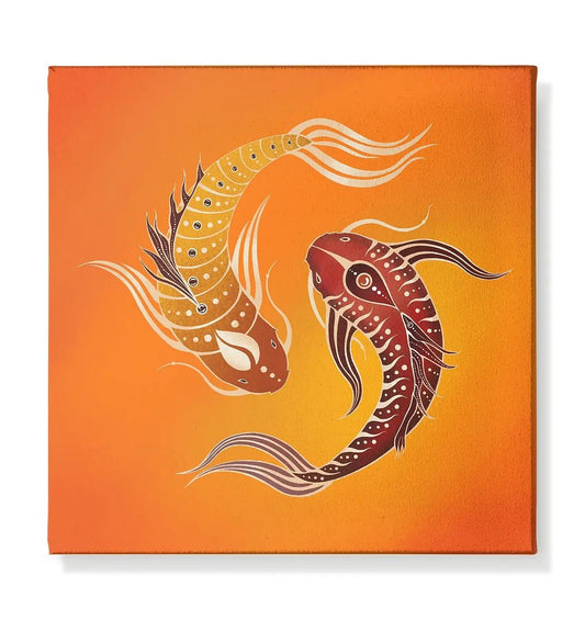 Koi Fisch Yin & Yang Kunstdruck | Kunstdruck auf Leinwand - Deivi