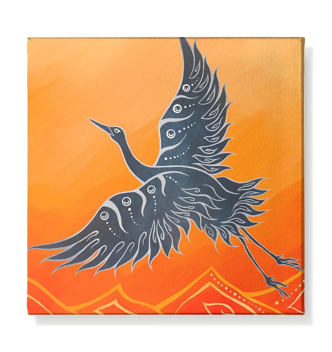 Kranich Trilogie Teil Drei | Kunstdruck auf Leinwand - Deivi