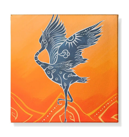 Kranich Trilogie Teil Zwei | Kunstdruck auf Leinwand - Deivi
